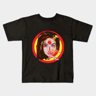 An Asia woman portrait digital abstract art. Kids T-Shirt